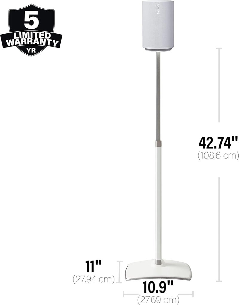 Sanus Height-Adjustable Speaker Stand for Sonos Era 100™ (White) - WSSE1A1-W2 - Image 4